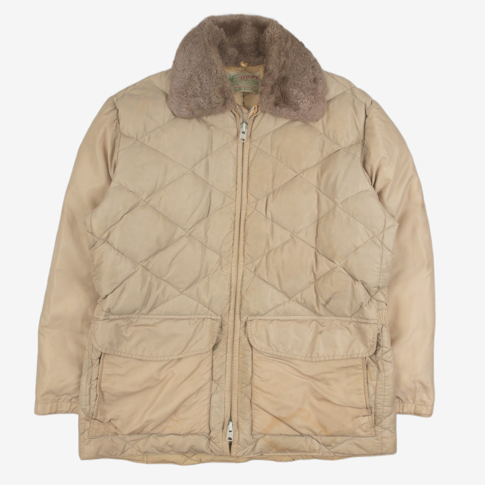 MEN'S VINTAGE 1980S SHERPA COLLARED FULL ZIP BOMBER JACKET - MEDIUM
