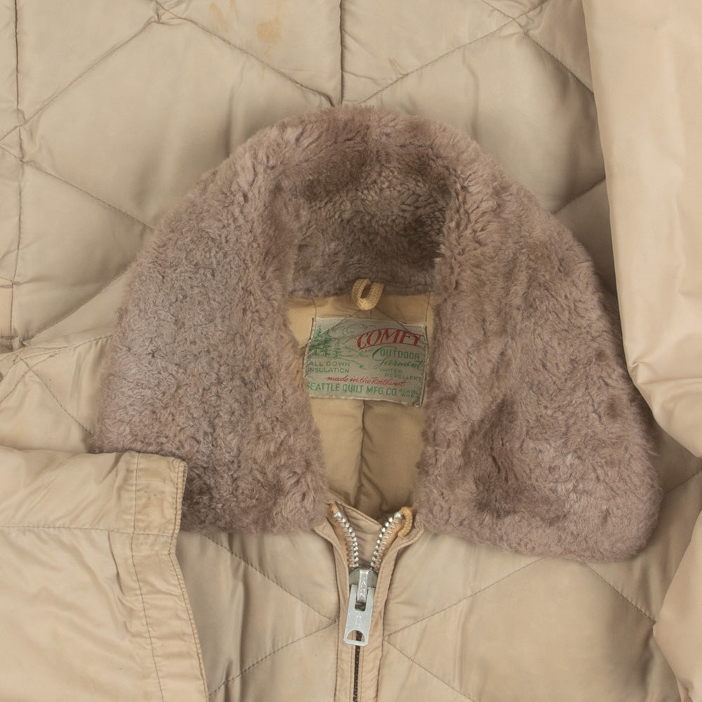 MEN'S VINTAGE 1980S SHERPA COLLARED FULL ZIP BOMBER JACKET - MEDIUM