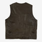 MEN'S VINTAGE 1990S LEATHER GILET VEST JACKET - LARGE