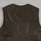 MEN'S VINTAGE 1990S LEATHER GILET VEST JACKET - LARGE