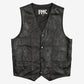 MEN'S VINTAGE 1990S LEATHER VEST JACKET - SMALL