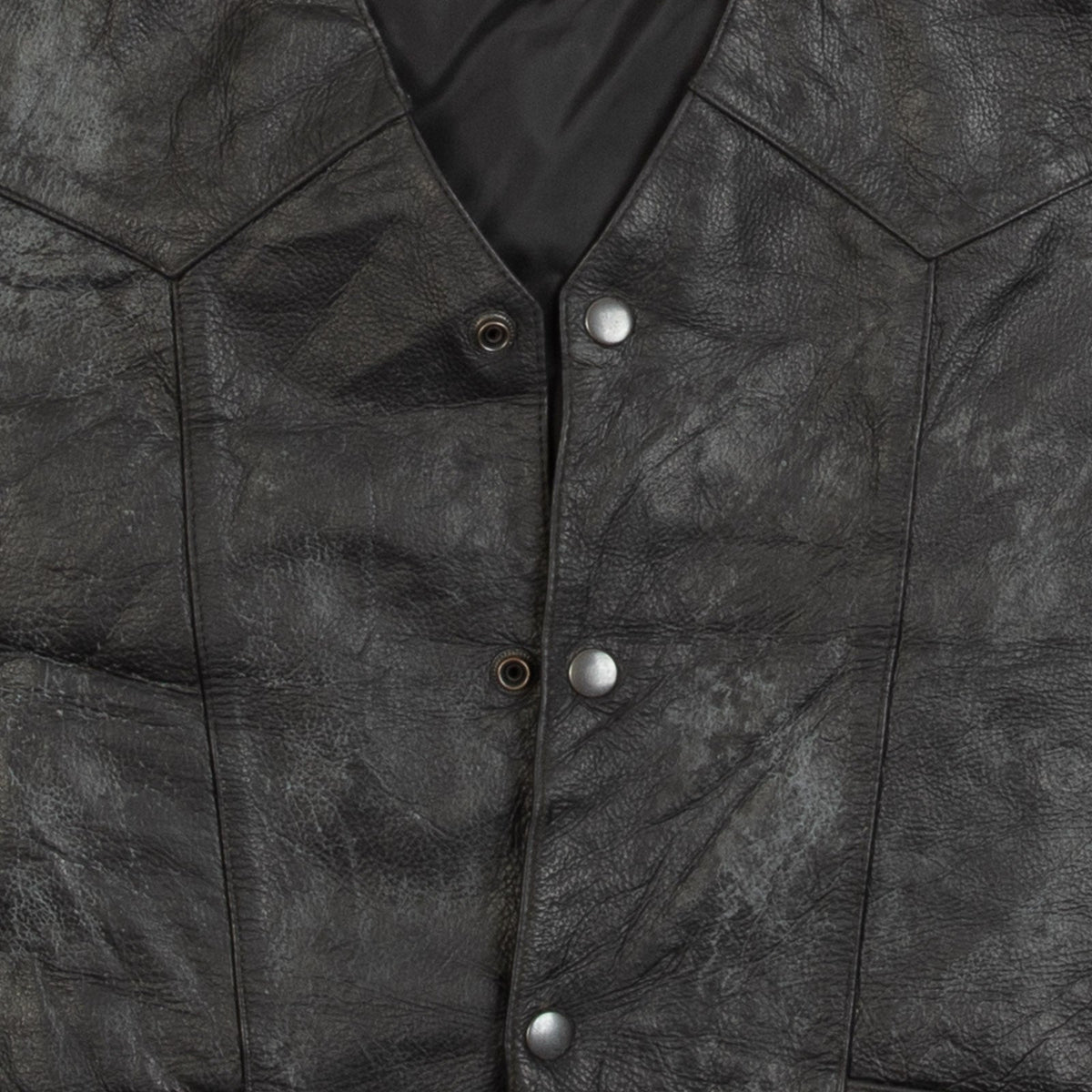 MEN'S VINTAGE 1990S LEATHER VEST JACKET - SMALL