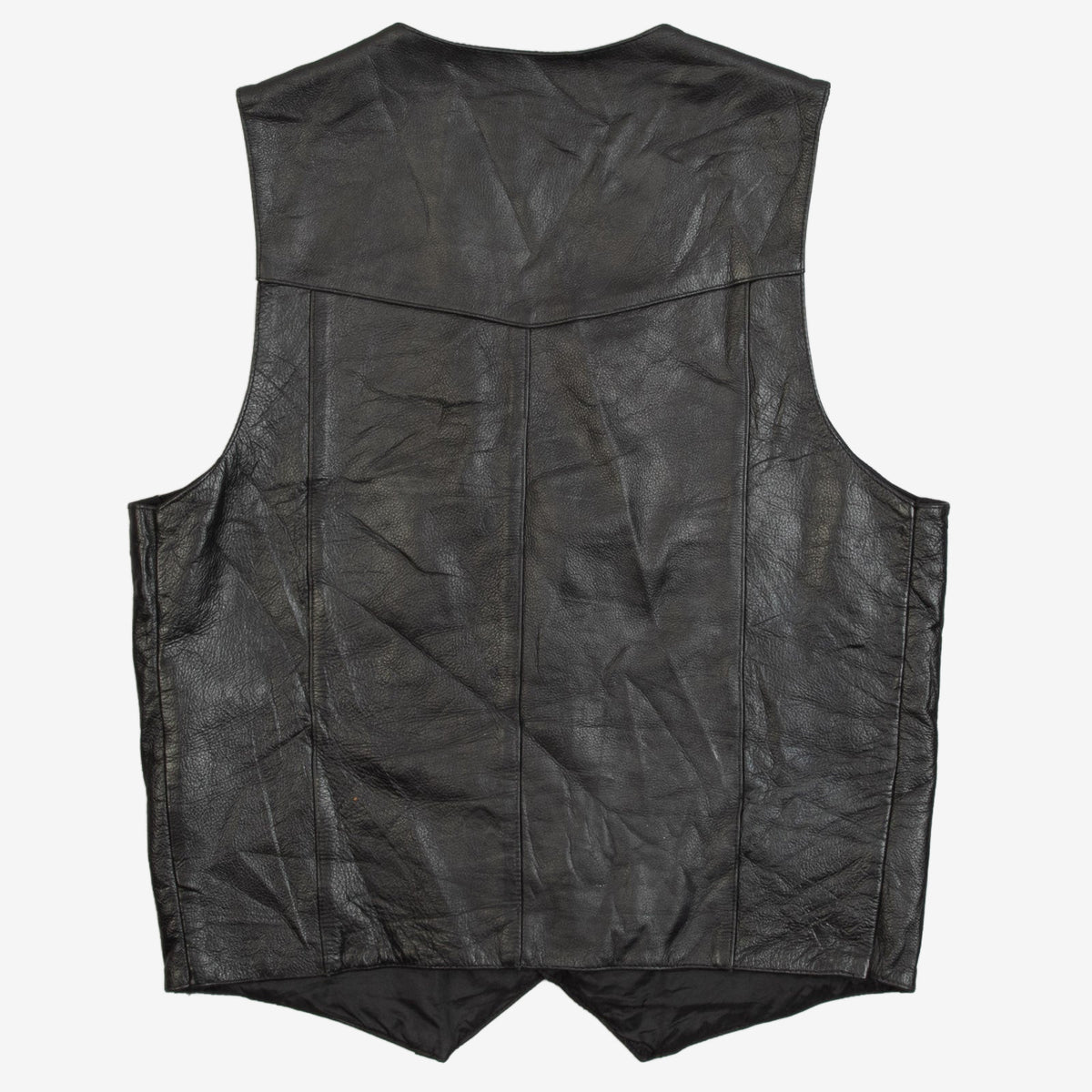 MEN'S VINTAGE 1990S LEATHER VEST JACKET - SMALL