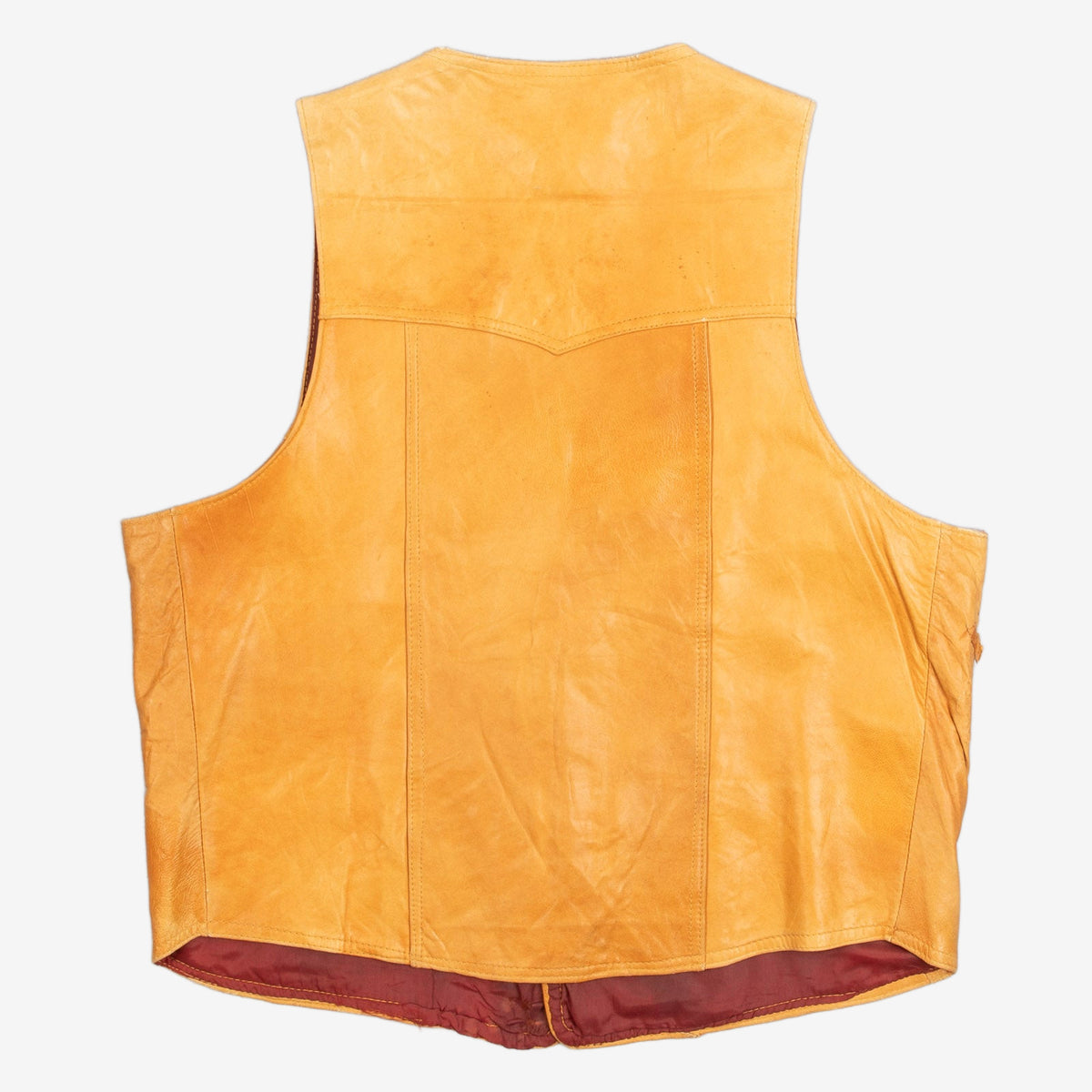 MEN'S VINTAGE 1980S LEATHER VEST JACKET - SMALL