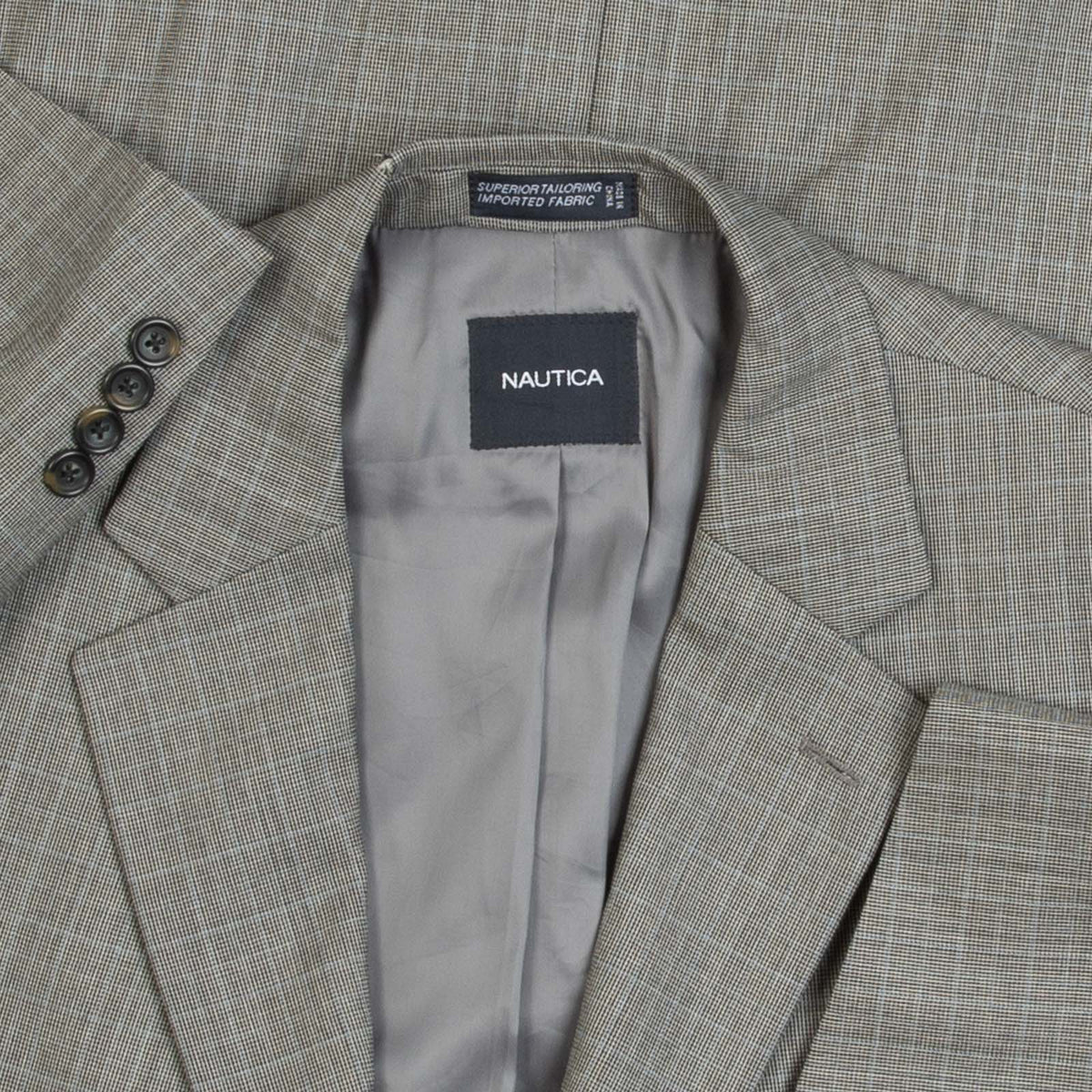 MEN'S VINTAGE 1990S NAUTICA CHECKED BLAZER SUIT JACKET - LARGE