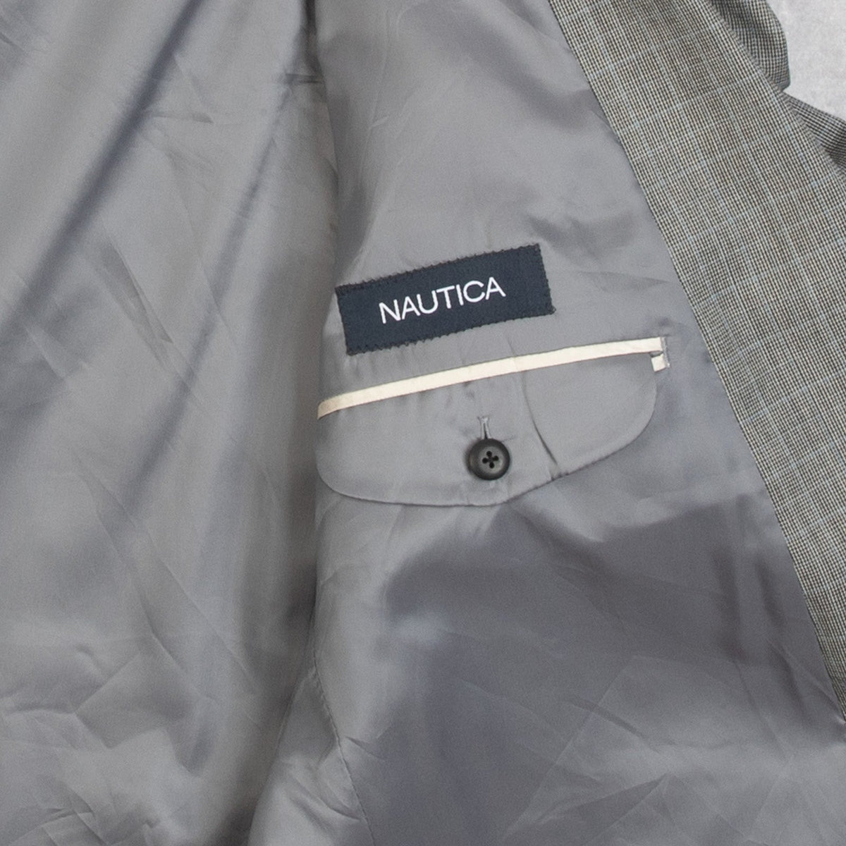 MEN'S VINTAGE 1990S NAUTICA CHECKED BLAZER SUIT JACKET - LARGE