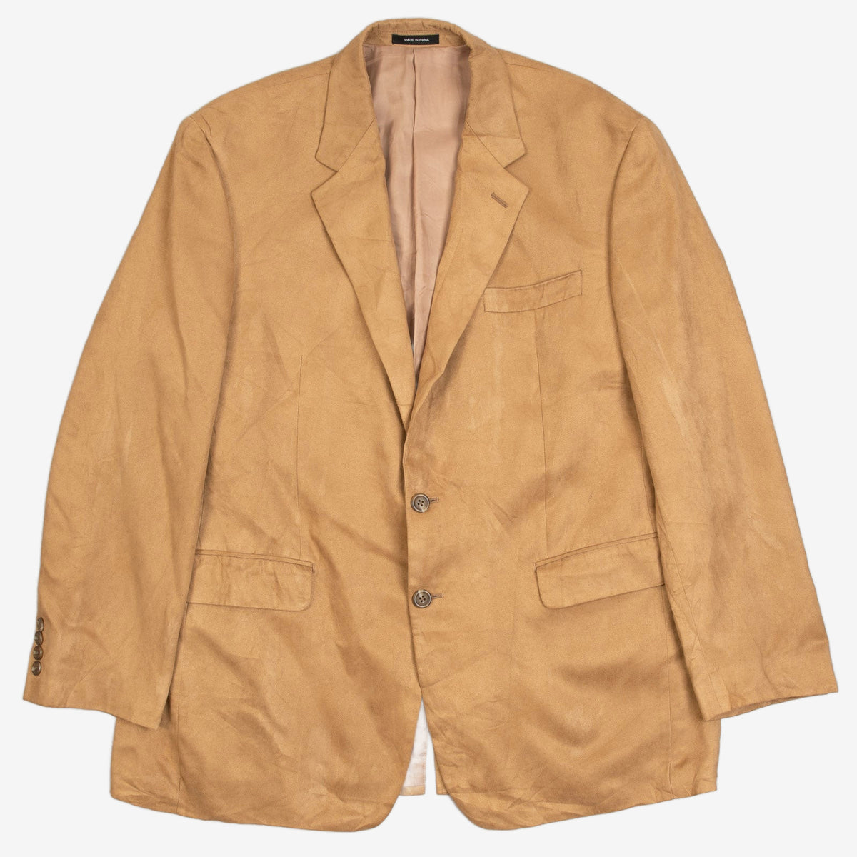 MEN'S VINTAGE 1990S CHAPS SUEDE STYLE BLAZER SUIT JACKET - MEDIUM