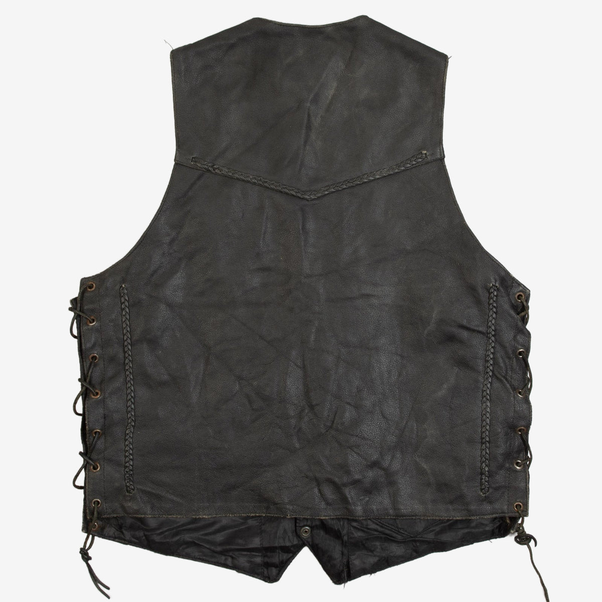 MEN'S VINTAGE 1990S LEATHER VEST JACKET - SMALL