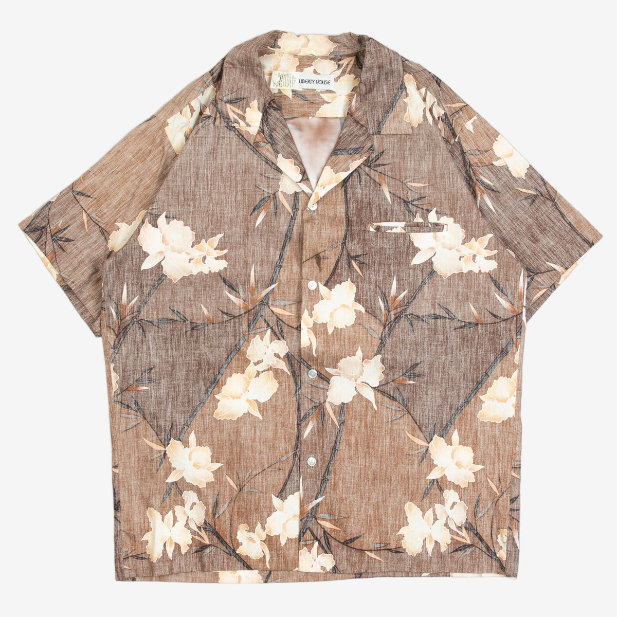 MEN'S VINTAGE 1990S HAWAIIAN SHORT SLEEVE PATTERNED SHIRT - LARGE