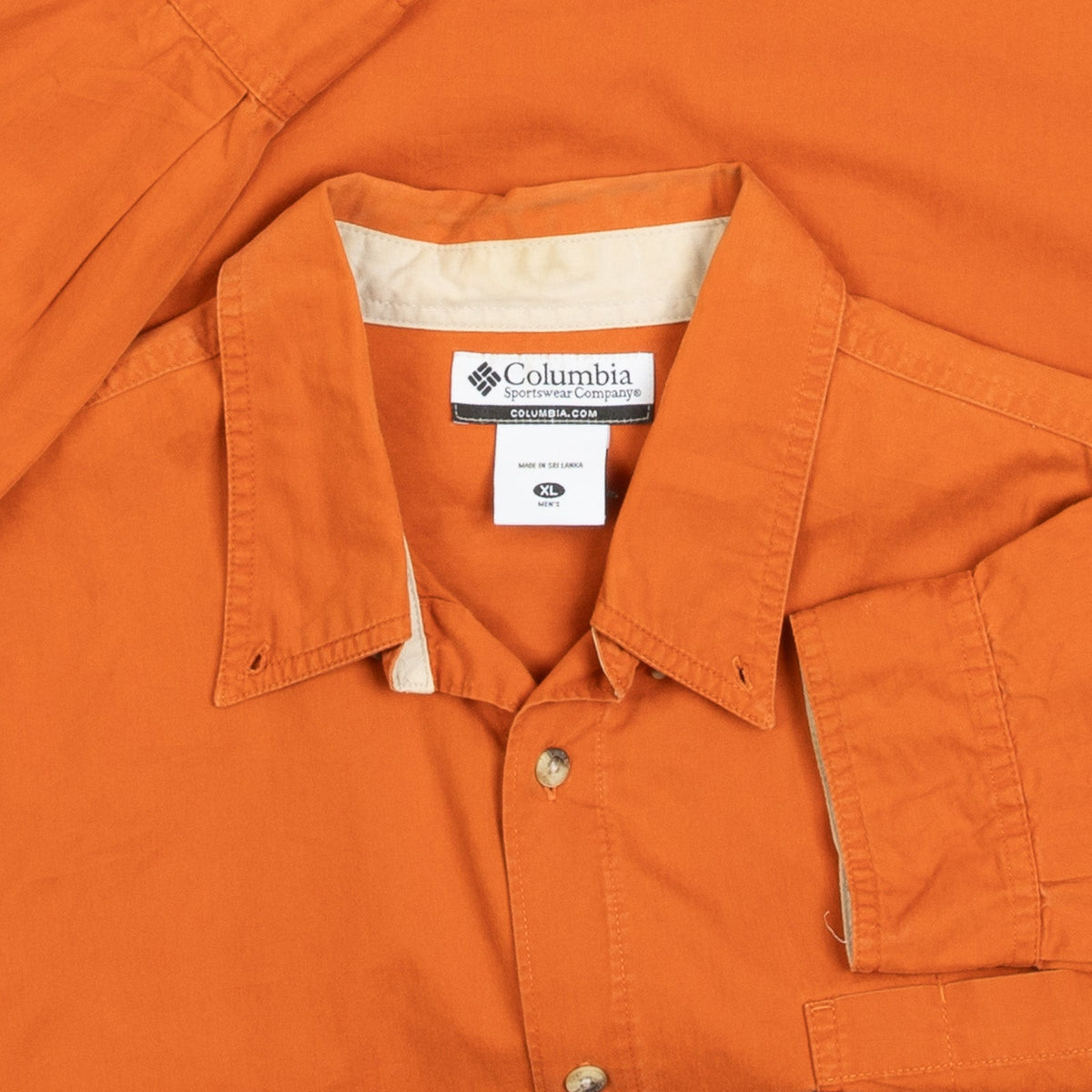 MEN'S VINTAGE 1990S COLUMBIA CROPPED COTTON SHIRT - X-LARGE