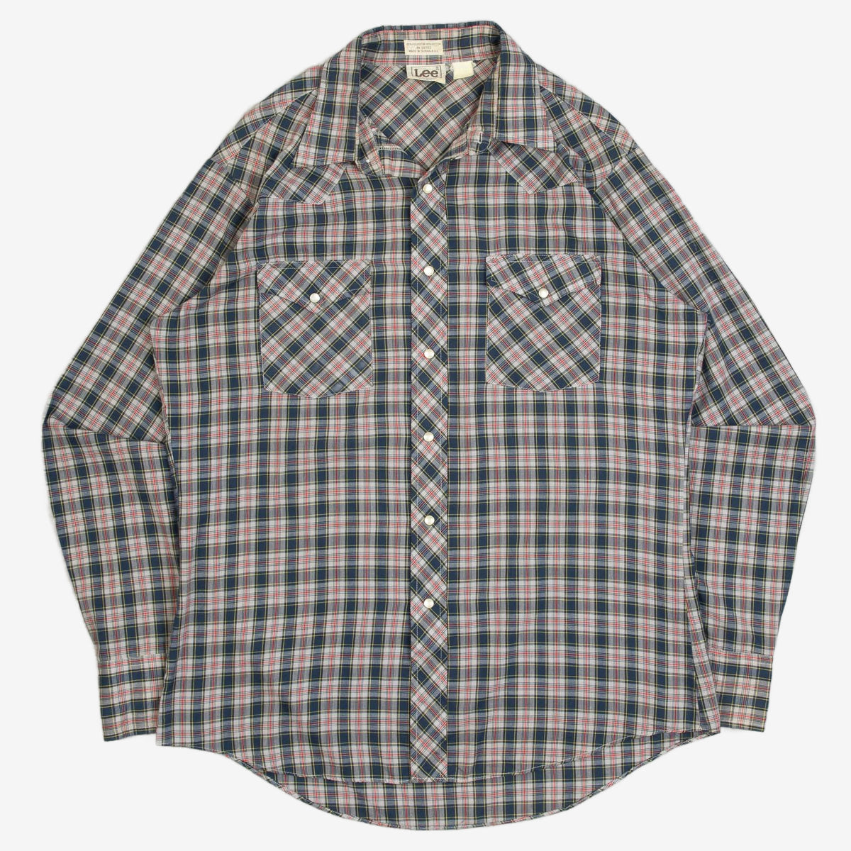 MEN'S VINTAGE 1990S LEE CHECKED WESTERN SHIRT - LARGE
