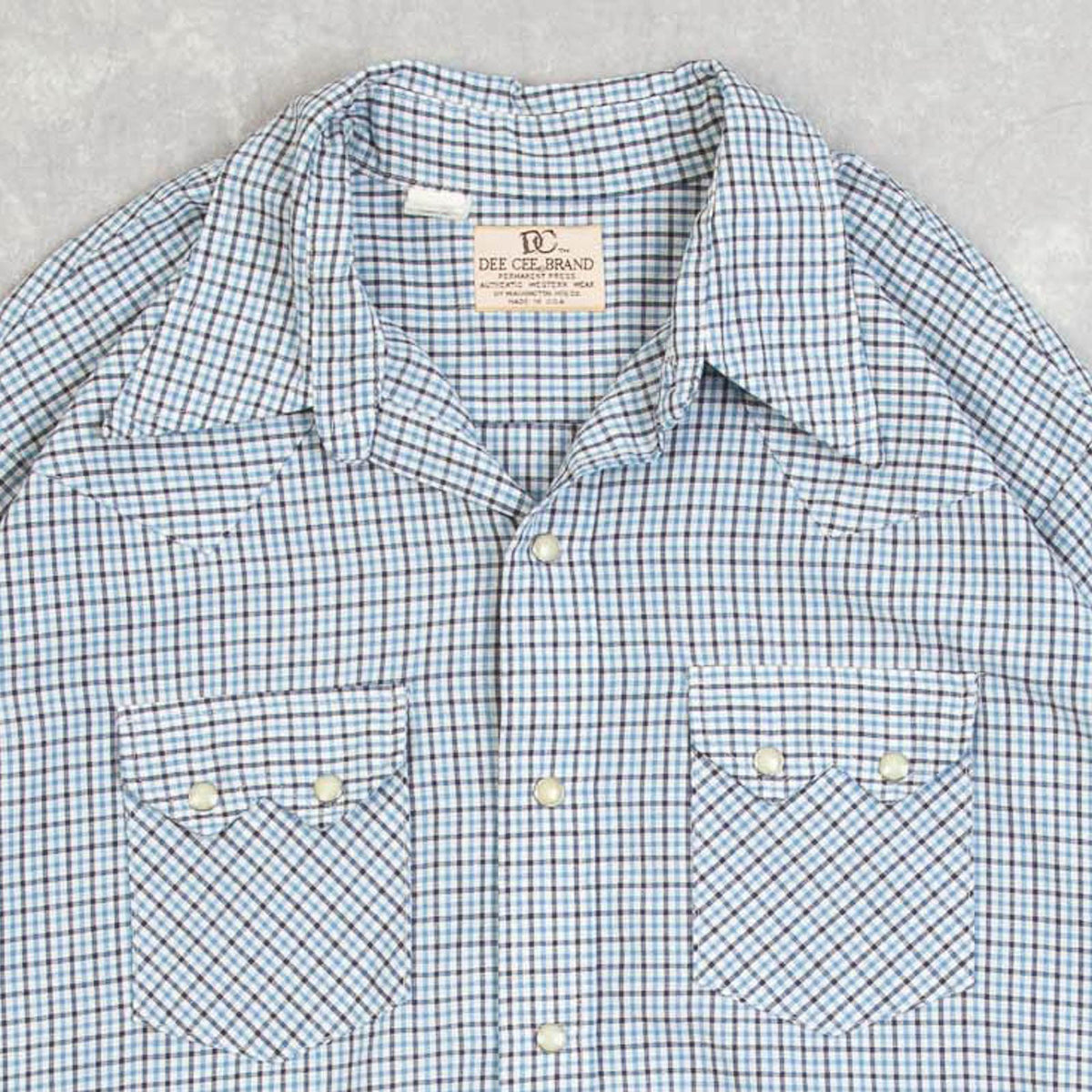 MEN'S VINTAGE 1980S CHECKED WESTERN SHORT SLEEVE SHIRT - X-LARGE