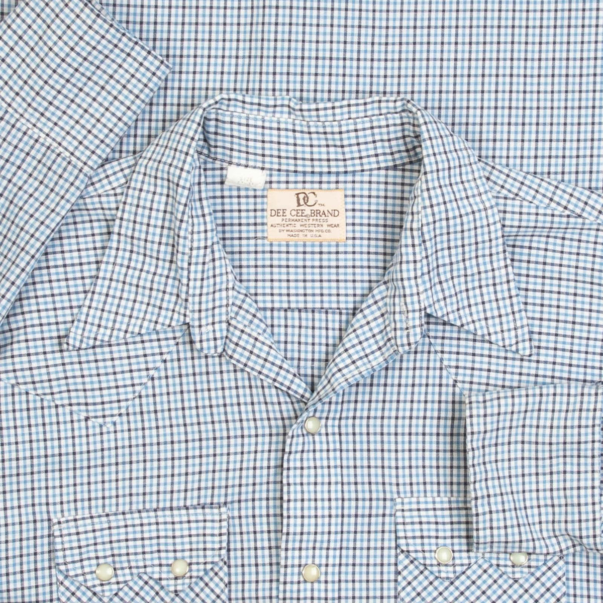 MEN'S VINTAGE 1980S CHECKED WESTERN SHORT SLEEVE SHIRT - X-LARGE