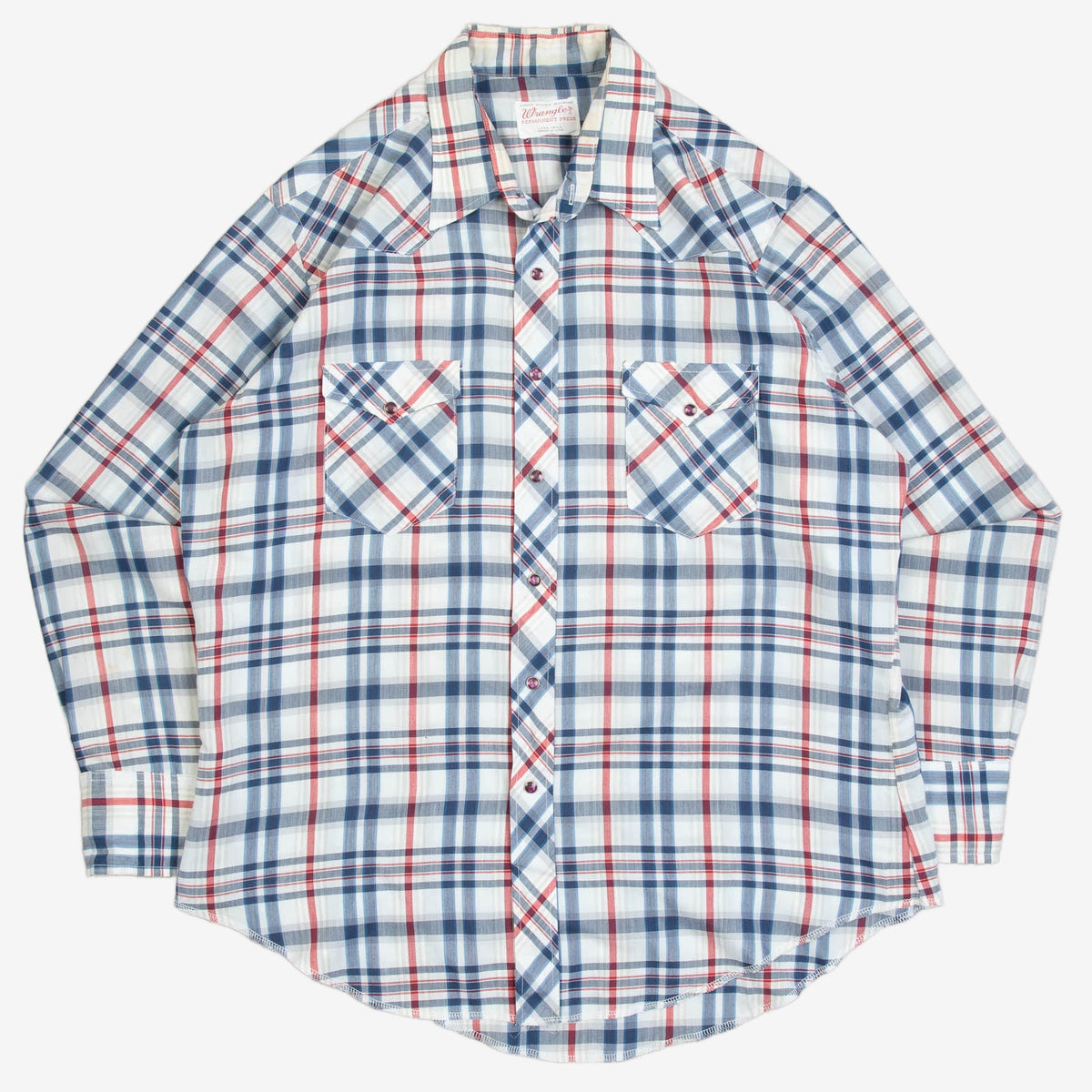 MEN'S VINTAGE 1990S WRANGLER CHECKED WESTERN SHIRT - X-LARGE