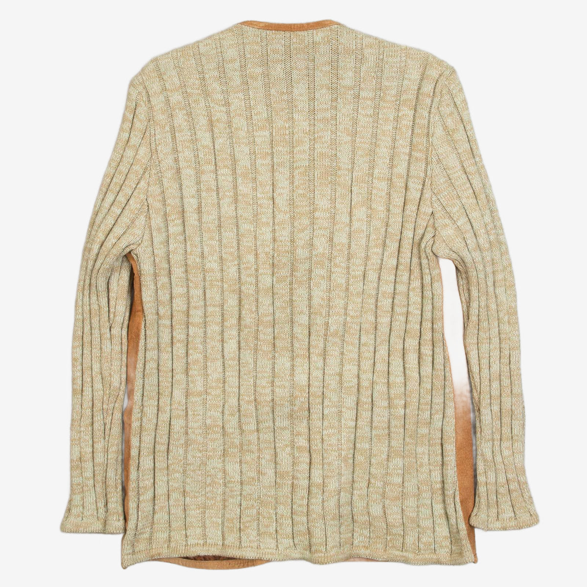 WOMEN'S VINTAGE SUEDE RIBBED KNITTED UTILITY JACKET - LARGE