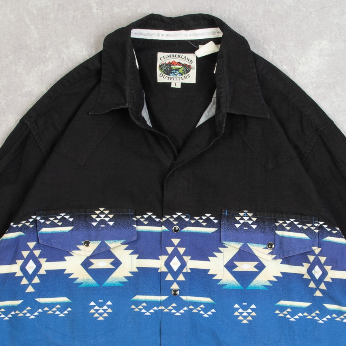 MEN'S VINTAGE 1990S NAVAJO PATTERNED WESTERN SHIRT - LARGE