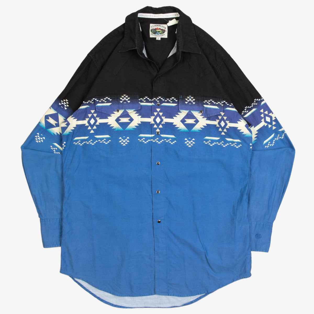 MEN'S VINTAGE 1990S NAVAJO PATTERNED WESTERN SHIRT - LARGE