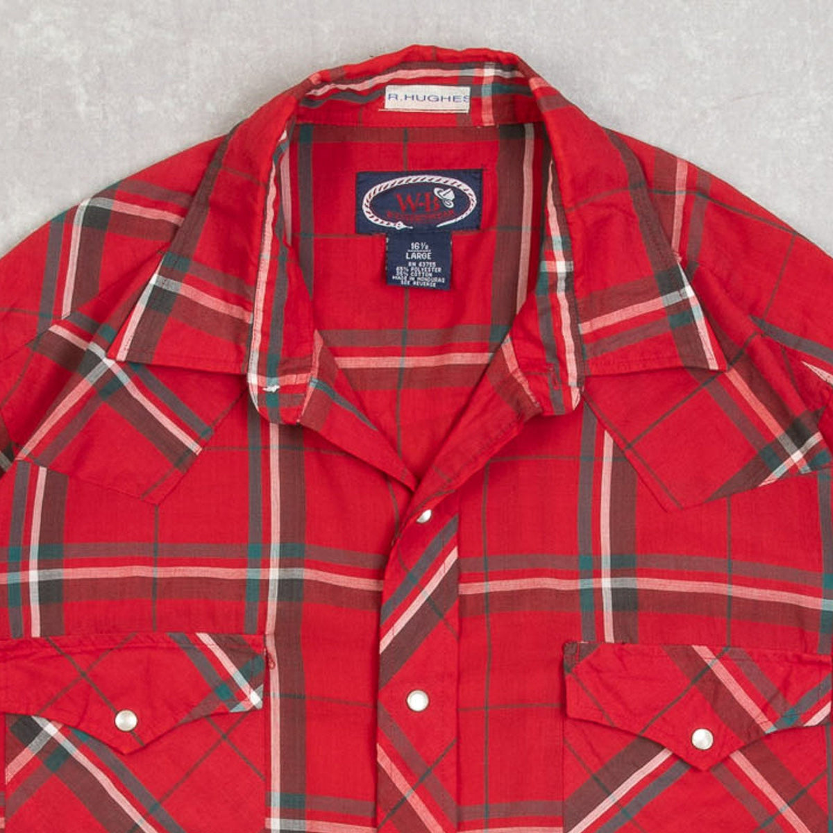 MEN'S VINTAGE 1990S CHECKED WESTERN SHORT SLEEVE SHIRT - LARGE