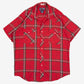 MEN'S VINTAGE 1990S CHECKED WESTERN SHORT SLEEVE SHIRT - LARGE
