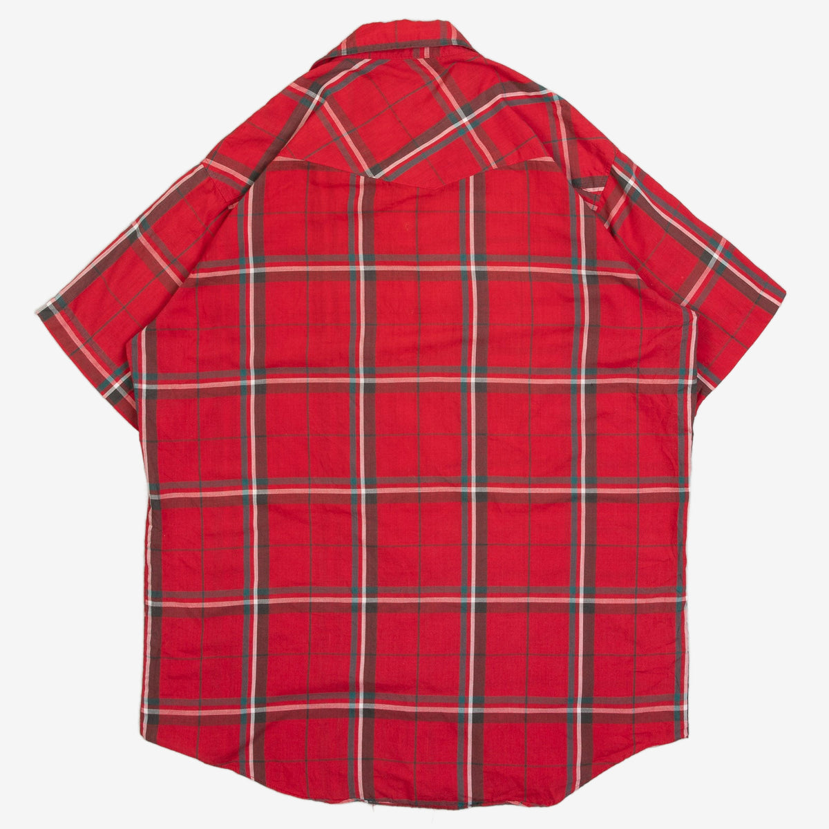 MEN'S VINTAGE 1990S CHECKED WESTERN SHORT SLEEVE SHIRT - LARGE