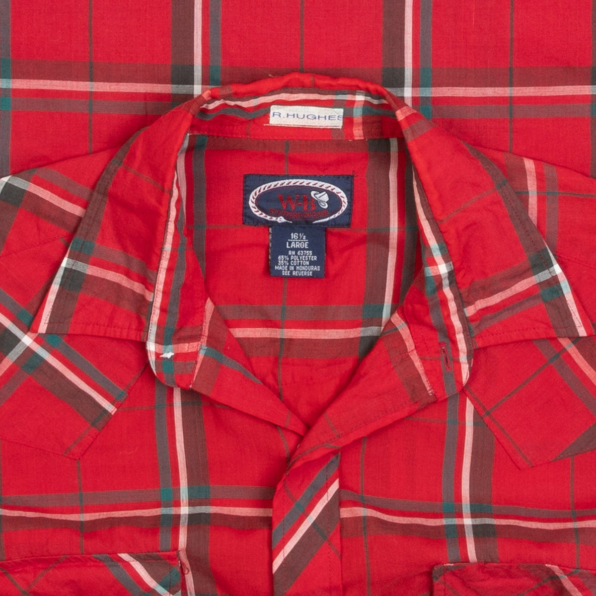 MEN'S VINTAGE 1990S CHECKED WESTERN SHORT SLEEVE SHIRT - LARGE
