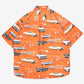 MEN'S VINTAGE 1990S CAR HAWAIIAN SHORT SLEEVE PATTERNED SHIRT - LARGE