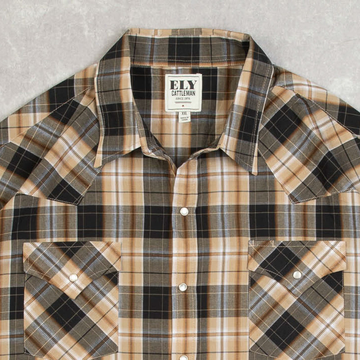 MEN'S VINTAGE 1990S CHECKED WESTERN SHORT SLEEVE SHIRT - XX-LARGE