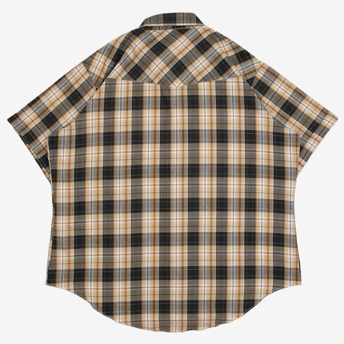MEN'S VINTAGE 1990S CHECKED WESTERN SHORT SLEEVE SHIRT - XX-LARGE