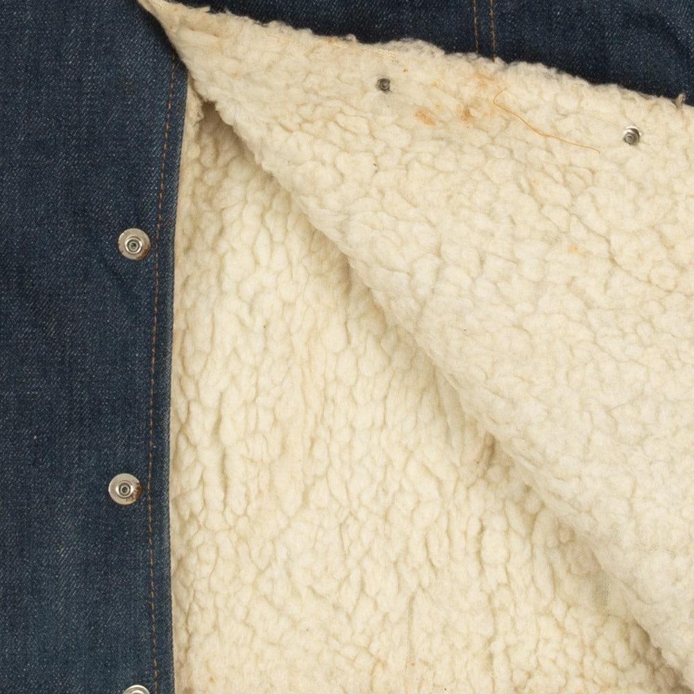 MEN'S VINTAGE 1980S SHERPA LINED DENIM GILET VEST JACKET - MEDIUM