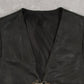 MEN'S VINTAGE 1990S FIREMAN CLASP LEATHER GILET VEST JACKET - MEDIUM