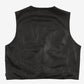 MEN'S VINTAGE 1990S FIREMAN CLASP LEATHER GILET VEST JACKET - MEDIUM