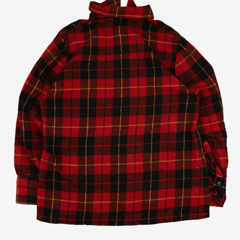 MEN'S VINTAGE CHECKED WOOL STYLE SHIRT JACKET - LARGE