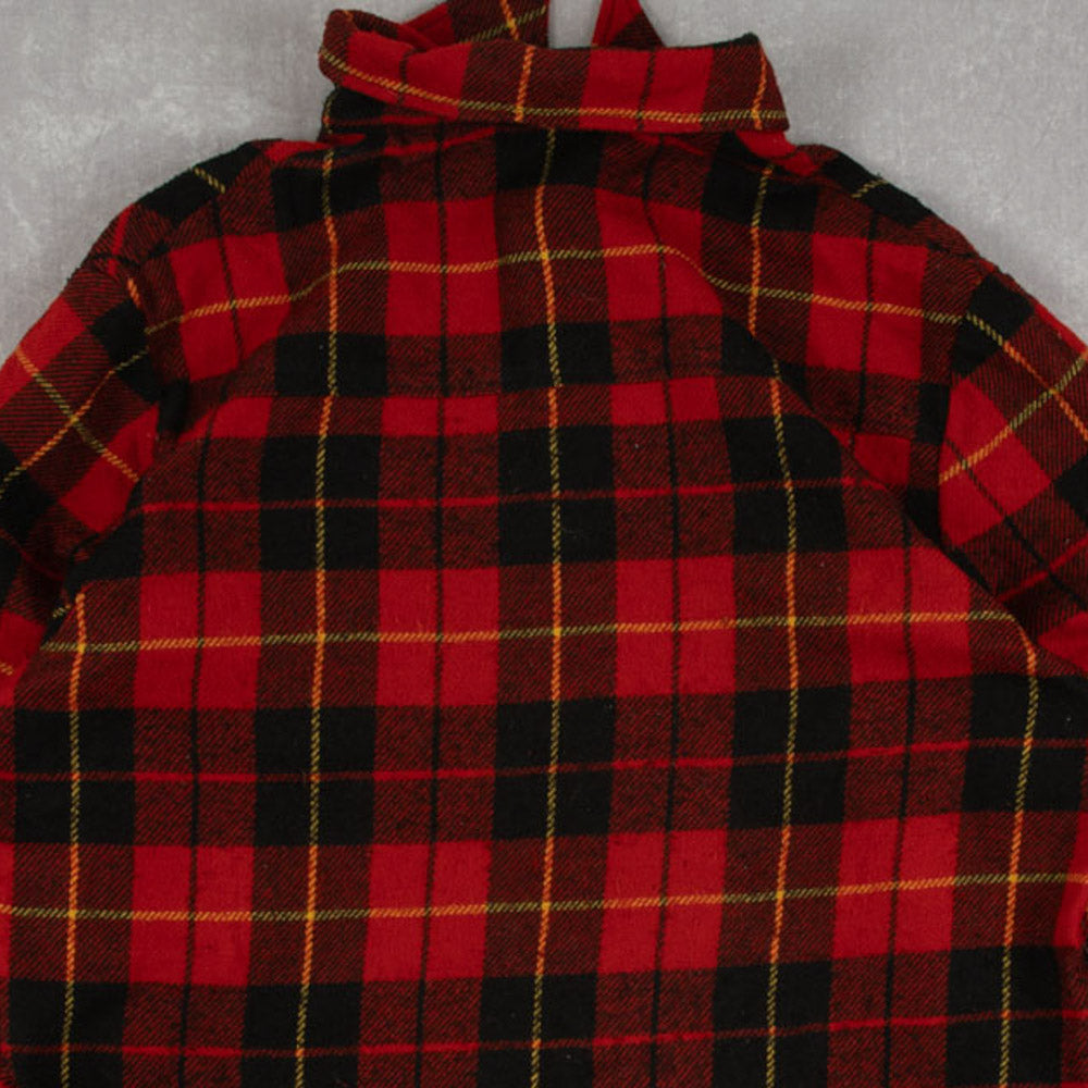 MEN'S VINTAGE CHECKED WOOL STYLE SHIRT JACKET - LARGE