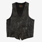 MEN'S VINTAGE 1990S LEATHER GILET VEST JACKET - SMALL