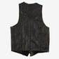 MEN'S VINTAGE 1990S LEATHER GILET VEST JACKET - SMALL