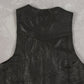 MEN'S VINTAGE 1990S LEATHER GILET VEST JACKET - SMALL