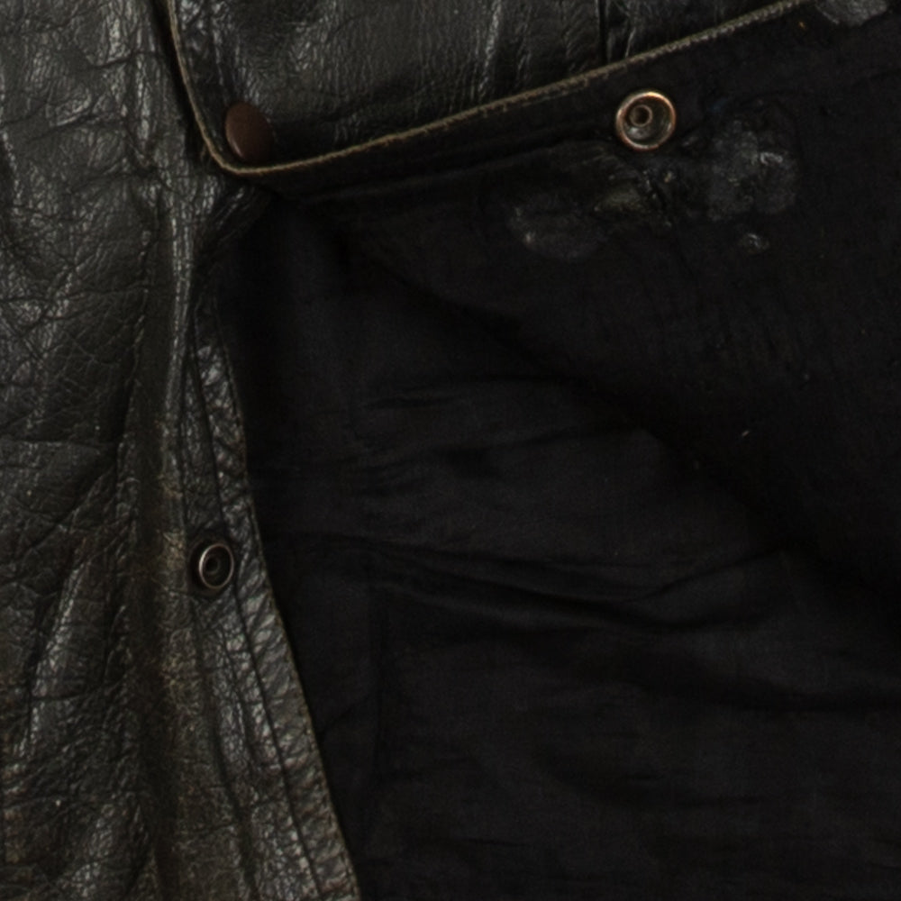 MEN'S VINTAGE 1990S LEATHER GILET VEST JACKET - SMALL