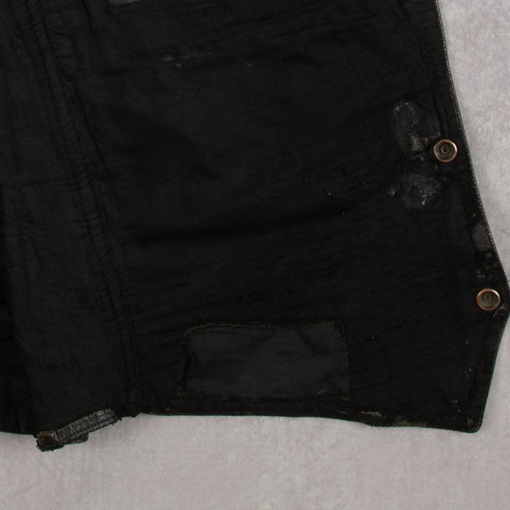 MEN'S VINTAGE 1990S LEATHER GILET VEST JACKET - SMALL