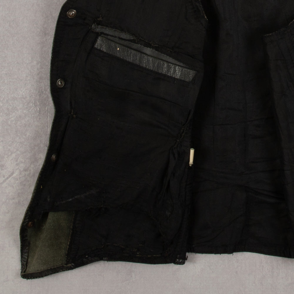 MEN'S VINTAGE 1990S LEATHER GILET VEST JACKET - SMALL