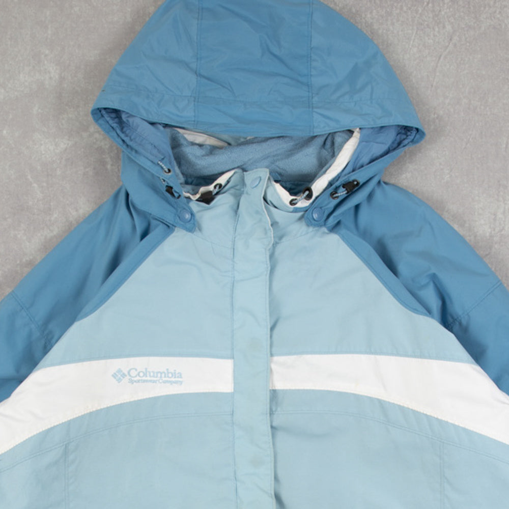 WOMEN'S VINTAGE COLUMBIA HOODED FULL ZIP RAINCOAT JACKET - X-LARGE