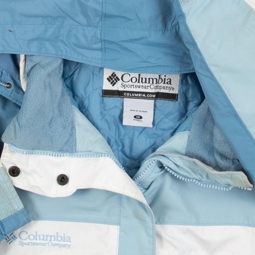 WOMEN'S VINTAGE COLUMBIA HOODED FULL ZIP RAINCOAT JACKET - X-LARGE