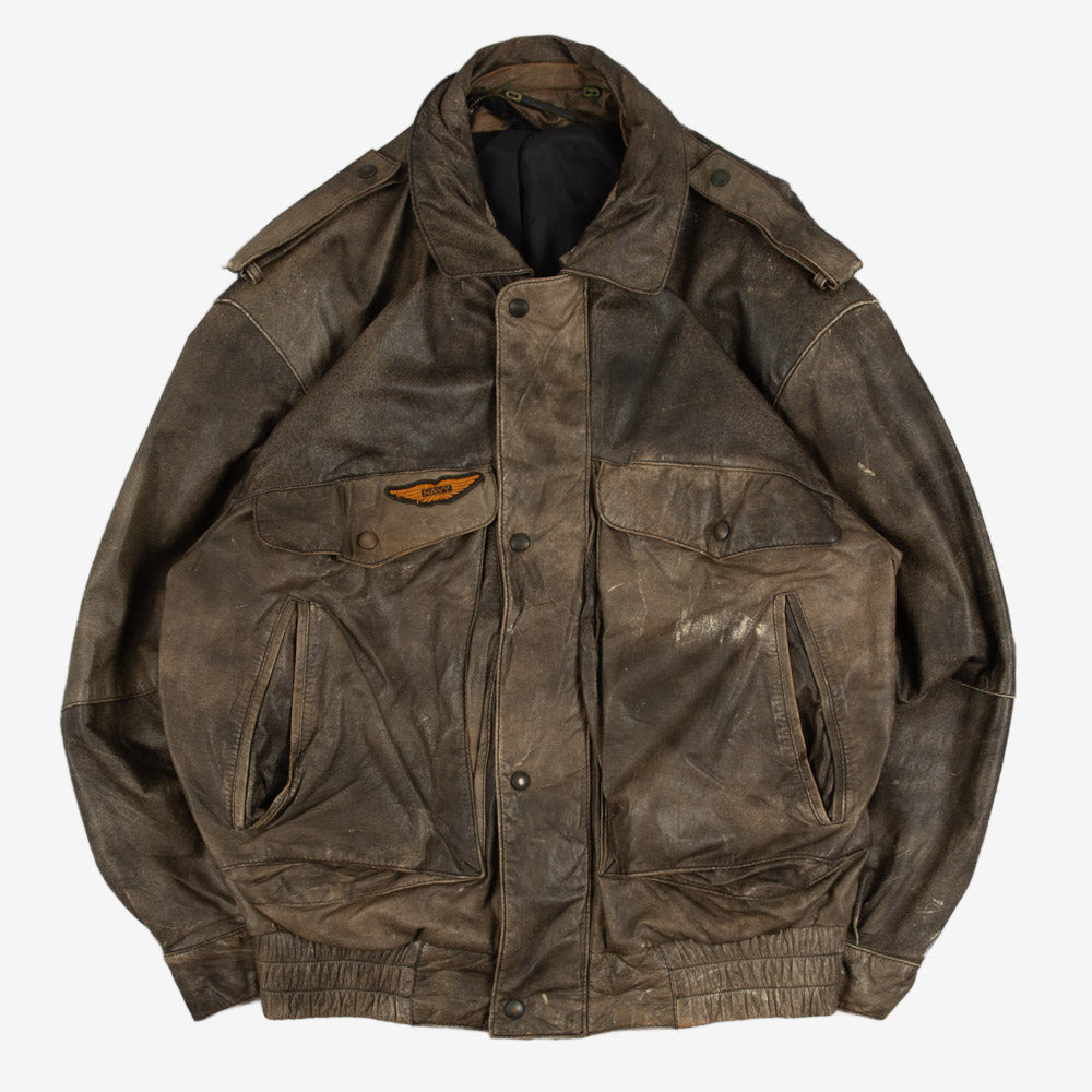 MEN'S VINTAGE 1990S LEATHER FLIGHT JACKET - LARGE