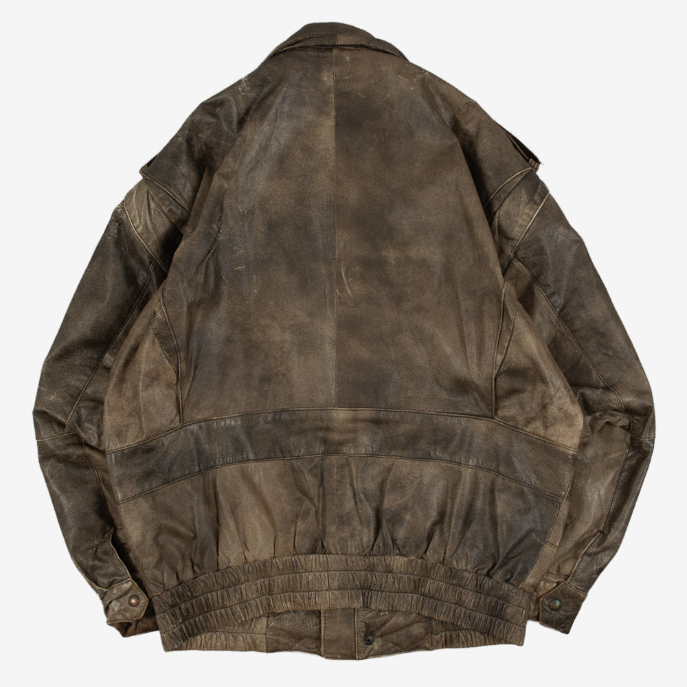 MEN'S VINTAGE 1990S LEATHER FLIGHT JACKET - LARGE