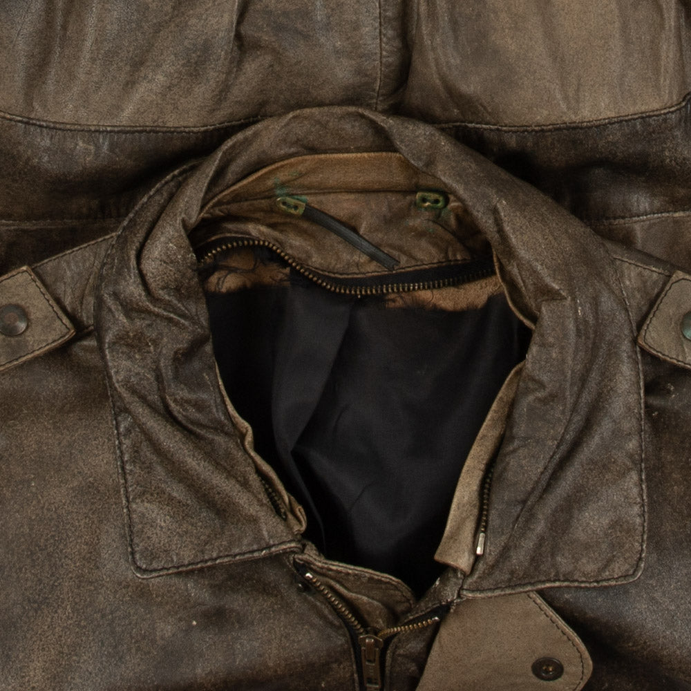 MEN'S VINTAGE 1990S LEATHER FLIGHT JACKET - LARGE