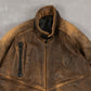 MEN'S VINTAGE 1990S LEATHER FULL ZIP FLIGHT JACKET - LARGE