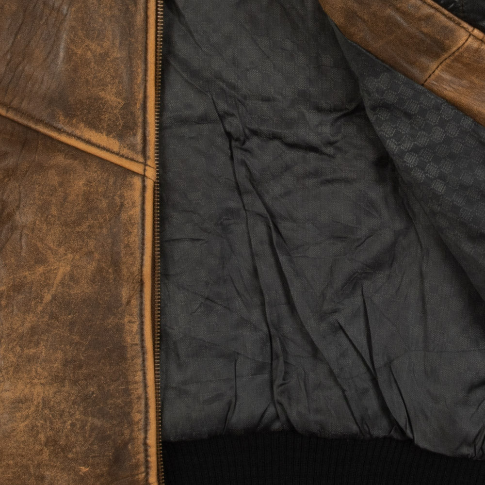 MEN'S VINTAGE 1990S LEATHER FULL ZIP FLIGHT JACKET - LARGE