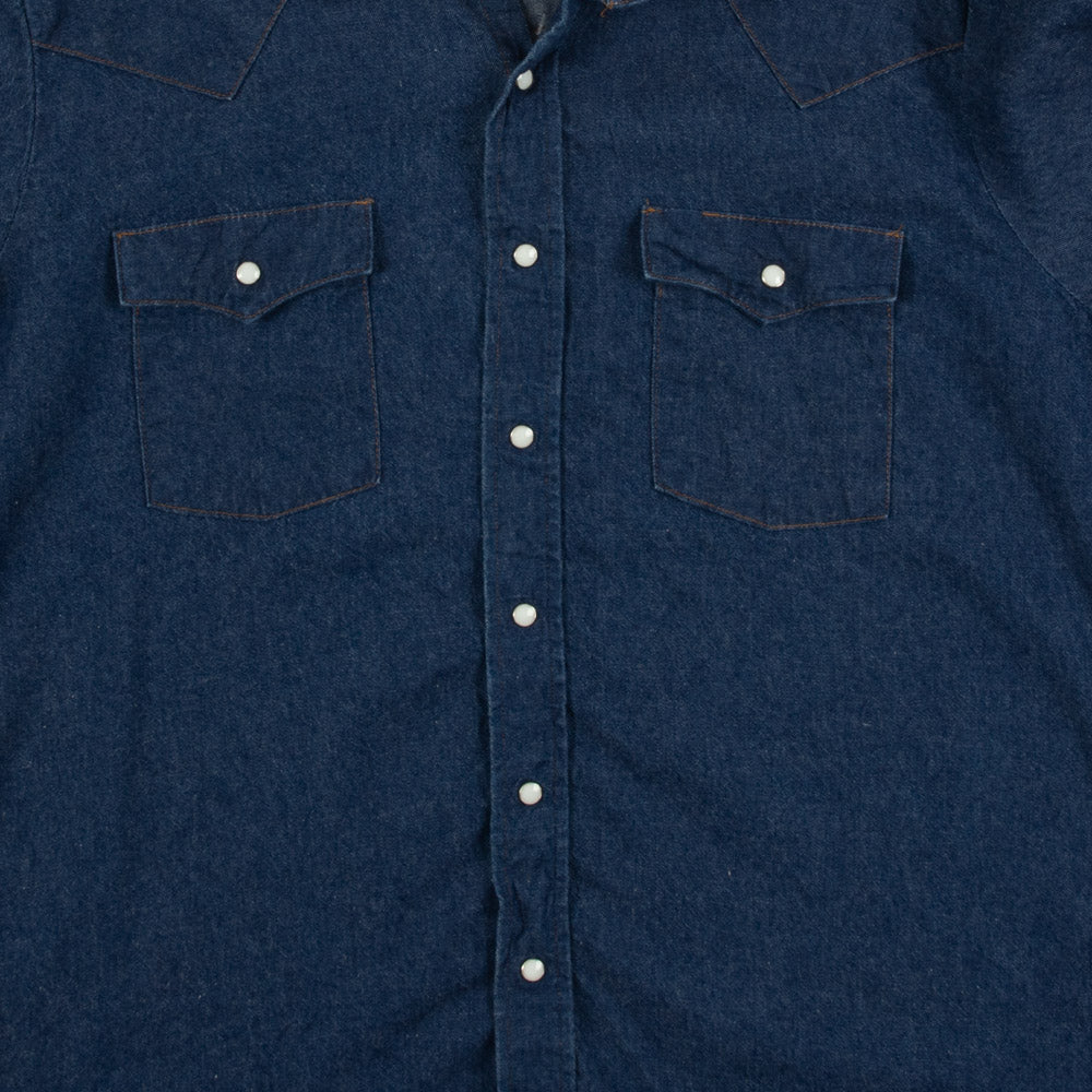 MEN'S VINTAGE 1970S DENIM WESTERN SHIRT - XX-LARGE