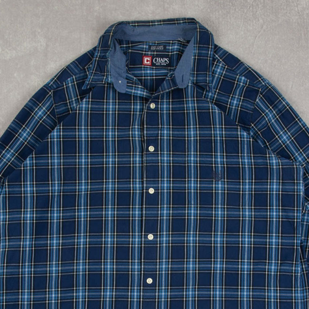 MEN'S VINTAGE CHAPS CHECKED LONG SLEEVE SHIRT LARGE