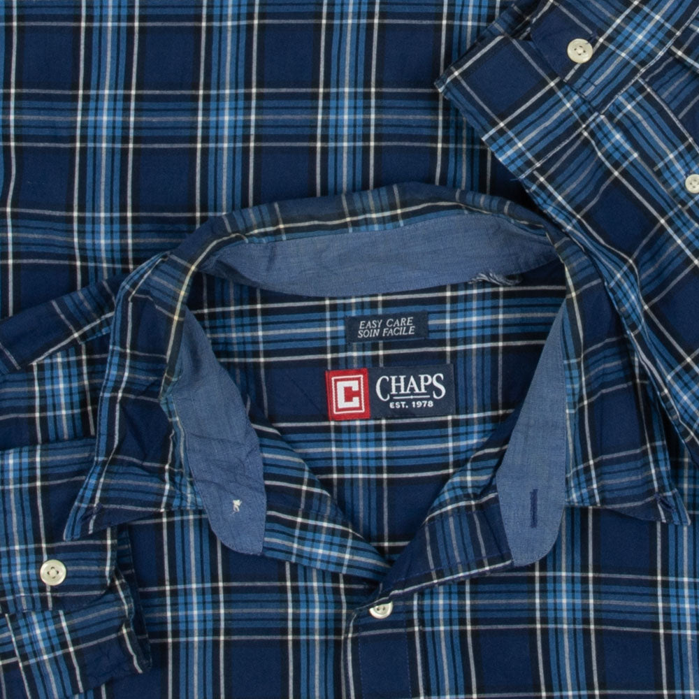 MEN'S VINTAGE CHAPS CHECKED LONG SLEEVE SHIRT LARGE