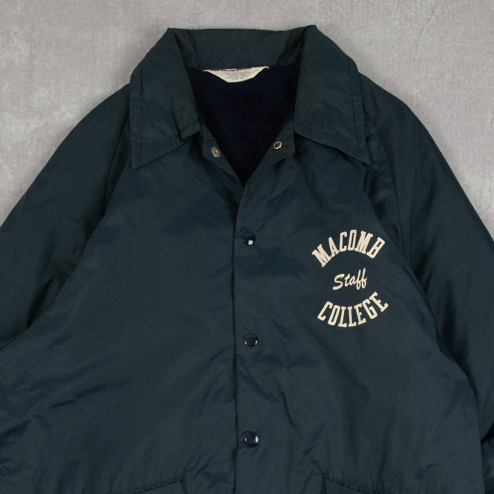 MEN'S VINTAGE MACOMB COLLEGE FLEECE LINED COACH JACKET - MEDIUM